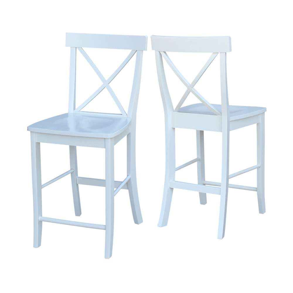 International Concepts - X-Back Counter Height Stool - 24inSH in White Finish - S08-6132 veiw 5