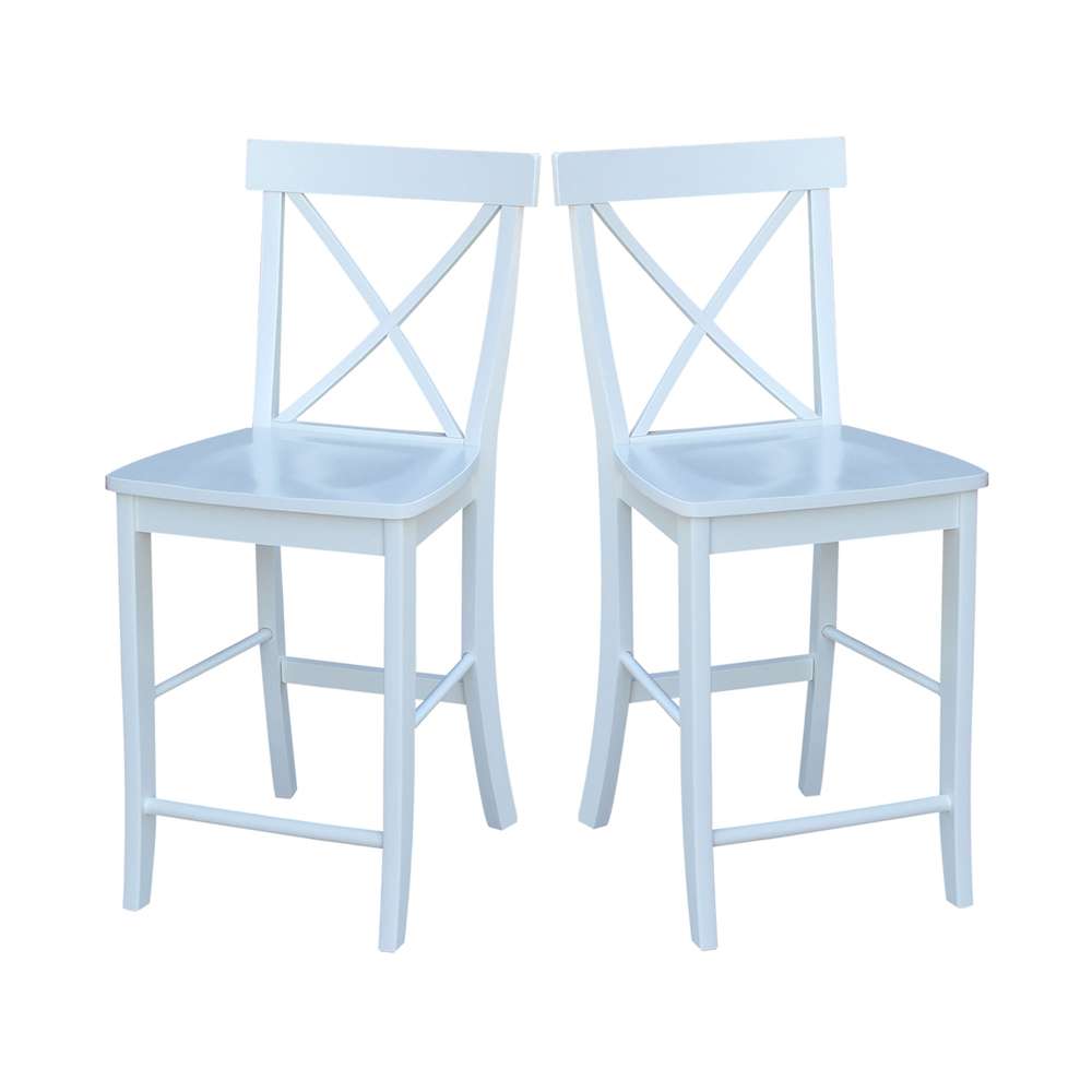 International Concepts - X-Back Counter Height Stool - 24inSH in White Finish - S08-6132 veiw 8
