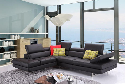 J&M Furniture - A761 Italian Leather Sectional Slate Black In Left Hand Facing - 1785521-LHFC veiw 1