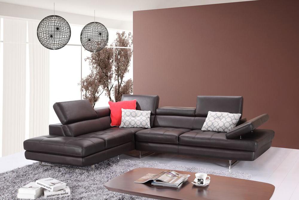 J&M Furniture - A761 Italian Leather Sectional Slate Coffee In Left Hand Facing - 1785522-LHFC veiw 1