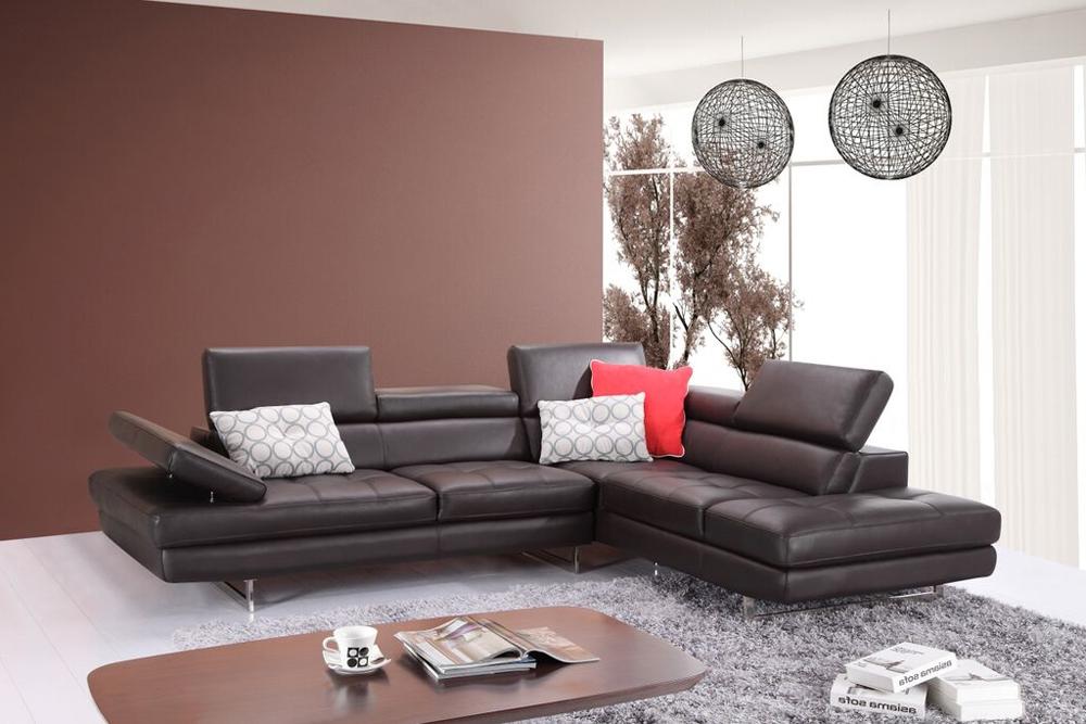 J&M Furniture - A761 Italian Leather Sectional Slate Coffee In Right Hand Facing - 1785522-RHFC veiw 1