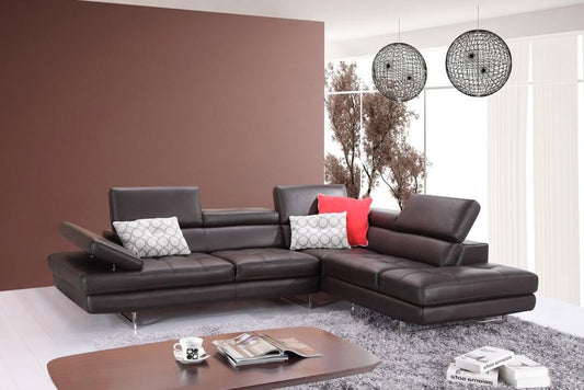 J&M Furniture - A761 Italian Leather Sectional Slate Coffee In Right Hand Facing - 1785522-RHFC veiw 1