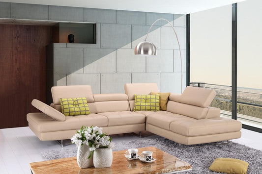J&M Furniture - A761 Italian Leather Sectional Slate Peanut In Right Hand Facing - 1785523-RHFC veiw 1