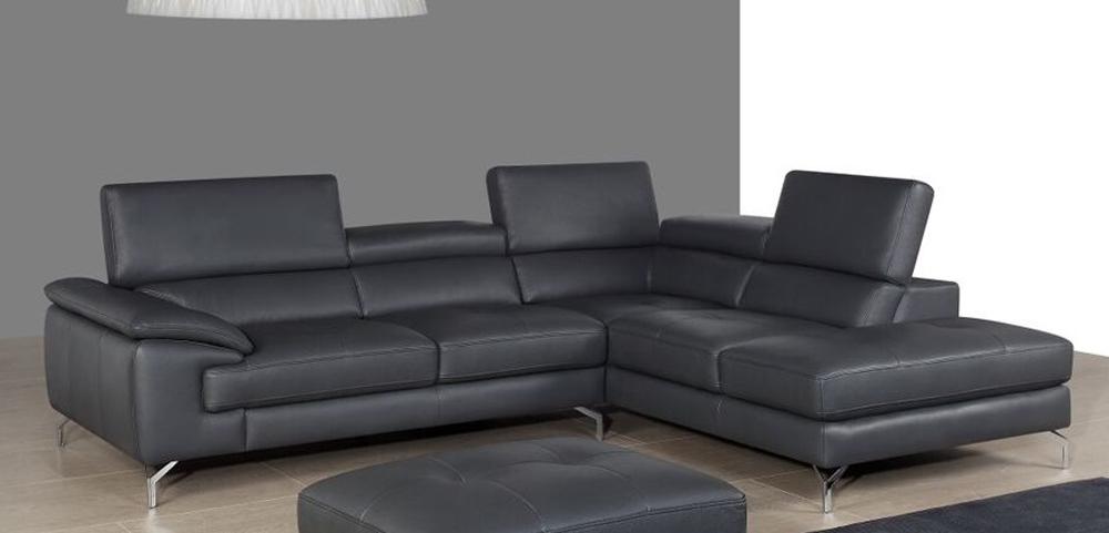 J&M Furniture - A973 Italian Leather Right Facing Chaise in Grey - 1790613-RHFC veiw 1