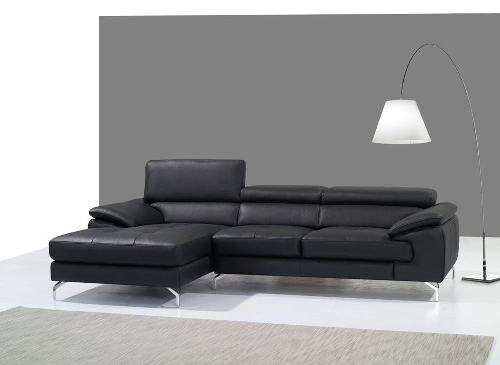 J&M Furniture - A973B Italian Leather Mini Sectional Left Facing Chaise in Black - 1790612-LHFC veiw 1