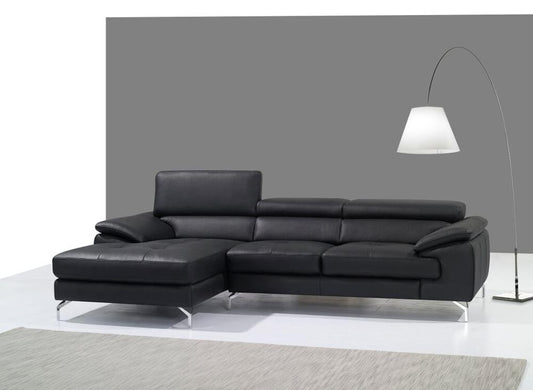 J&M Furniture - A973B Italian Leather Mini Sectional Left Facing Chaise in Black - 1790612-LHFC veiw 1