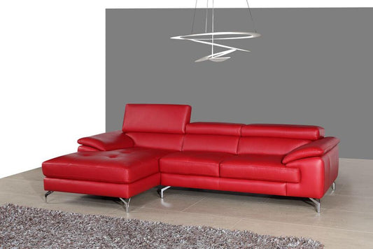 J&M Furniture - A973B Italian Leather Mini Sectional Left Facing Chaise in Red - 179061-LHFC veiw 1