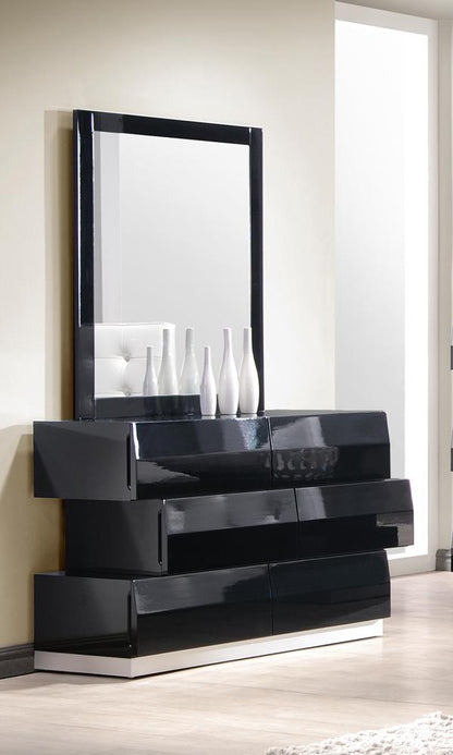 J&M Furniture - Milan Dresser & Mirror in Black - 176871-DM veiw 1
