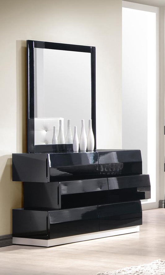 J&M Furniture - Milan Dresser & Mirror in Black - 176871-DM veiw 1