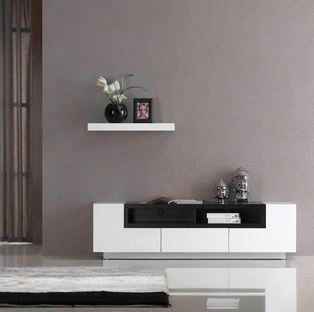 J&M Furniture - TV Stand in White High Gloss & Dark Oak - 176394 veiw 2