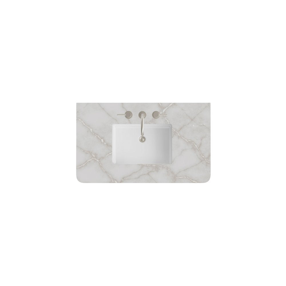 James Martin - 36" Single Radius Cut Widespread, 3 CM Victorian Silver Silestone w/ Sink - 060-S36RCWS-VSL-SNK view 1