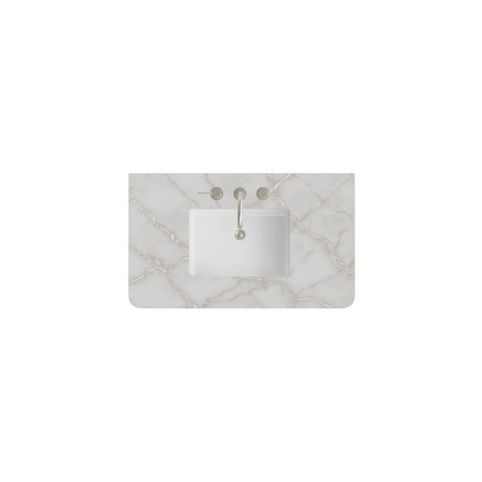 James Martin - 36" Single Radius Cut Widespread, 3 CM Victorian Silver Silestone w/ Sink - 060-S36RCWS-VSL-SNK view 1