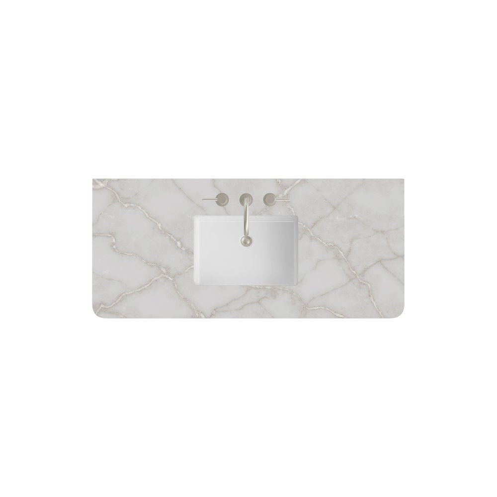James Martin - 48" Single Radius Cut Widespread, 3 CM Victorian Silver Silestone w/ Sink - 060-S48RCWS-VSL-SNK view 1