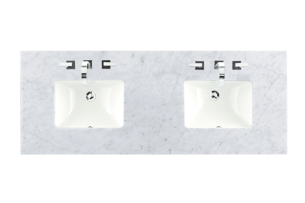 James Martin - 60" Double 3 CM Top, Carrara White Marble w/ Sink - 090-S60D-CAR-SNK view 1