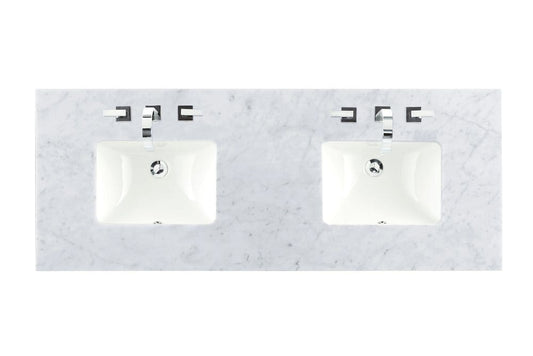 James Martin - 60" Double 3 CM Top, Carrara White Marble w/ Sink - 090-S60D-CAR-SNK view 1
