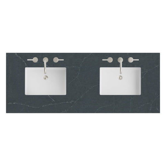 James Martin - 60" Double Top, 3 CM Charcoal Soapstone Silestone w/ Sink - 050-S60D-CSP-SNK view 1