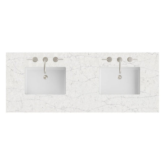 James Martin - 60" Double Top, 3 CM Eternal Jasmine Pearl Silestone w/ Sink - 050-S60D-EJP-SNK view 1