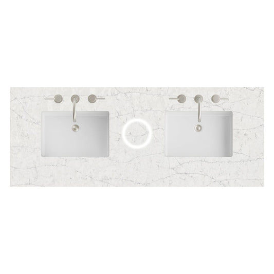 James Martin - 60" Double Top, 3 CM Eternal Jasmine Pearl Silestone w/ Sink & FreePower Wireless Charger - 050-S60D-FP-EJP-SNK view 1