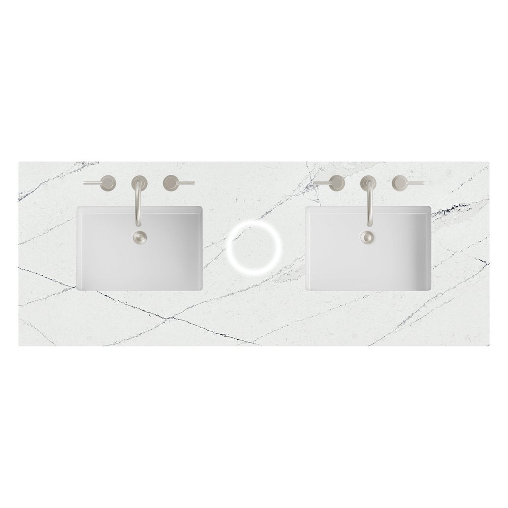 James Martin - 60" Double Top, 3 CM Ethereal Noctis Silestone w/ Sink & FreePower Wireless Charger - 050-S60D-FP-ENC-SNK view 1