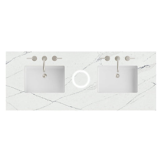 James Martin - 60" Double Top, 3 CM Ethereal Noctis Silestone w/ Sink & FreePower Wireless Charger - 050-S60D-FP-ENC-SNK view 1