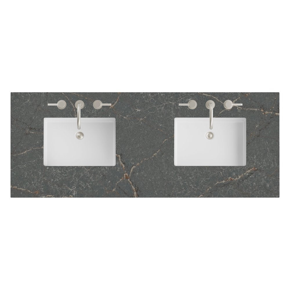 James Martin - 60" Double Top, 3 CM Parisien Bleu Silestone w/ Sink - 050-S60D-PBL-SNK view 1