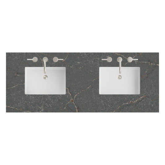 James Martin - 60" Double Top, 3 CM Parisien Bleu Silestone w/ Sink - 050-S60D-PBL-SNK view 1