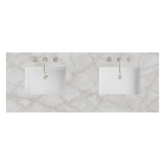 James Martin - 60" Double Top, 3 CM Victorian Silver Silestone w/ Sink - 050-S60D-VSL-SNK view 1