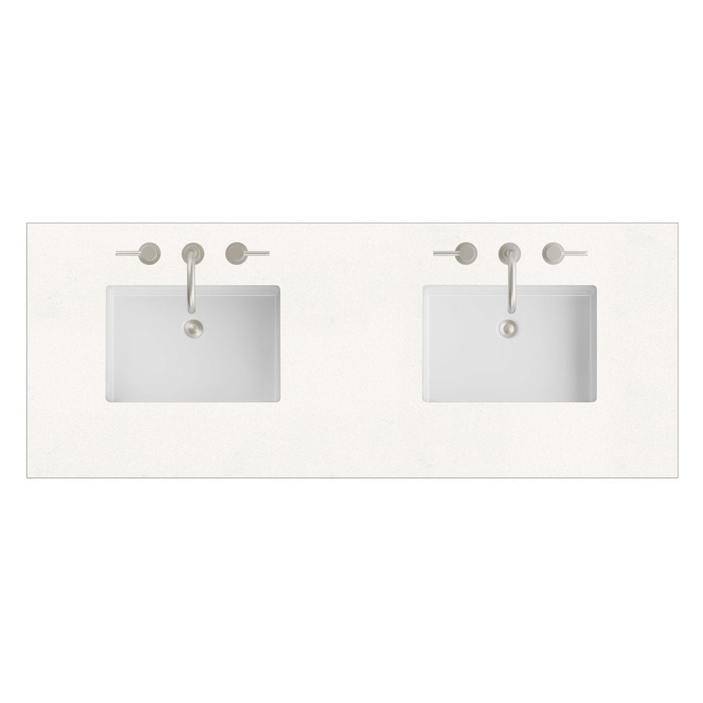 James Martin - 60" Double Top, 3 CM White Zeus Silestone w/ Sink - 050-S60D-WZ-SNK view 1