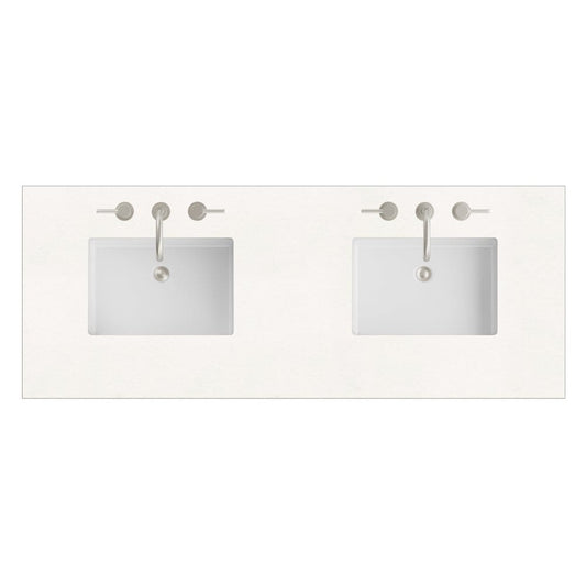 James Martin - 60" Double Top, 3 CM White Zeus Silestone w/ Sink - 050-S60D-WZ-SNK view 1