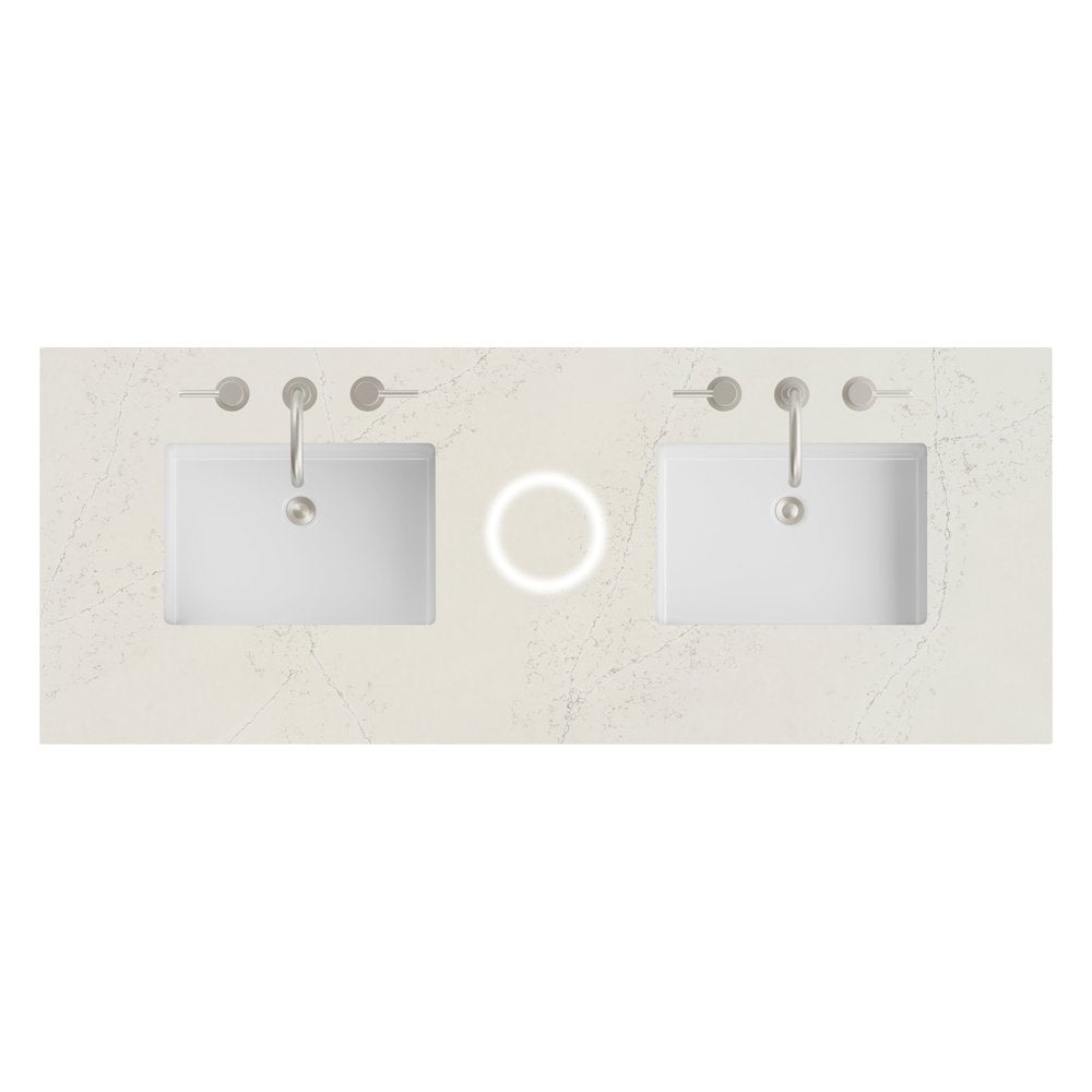 James Martin - 60" Double Top, 3CM Siberian Silestone w/ Sink & FreePower Wireless Charger - 050-S60D-FP-SFR-SNK view 1