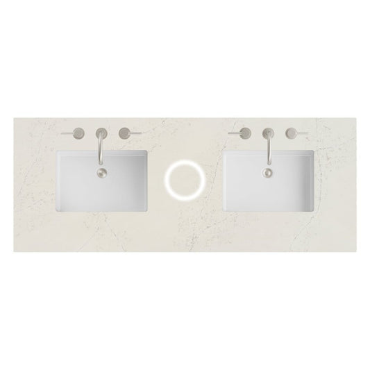 James Martin - 60" Double Top, 3CM Siberian Silestone w/ Sink & FreePower Wireless Charger - 050-S60D-FP-SFR-SNK view 1