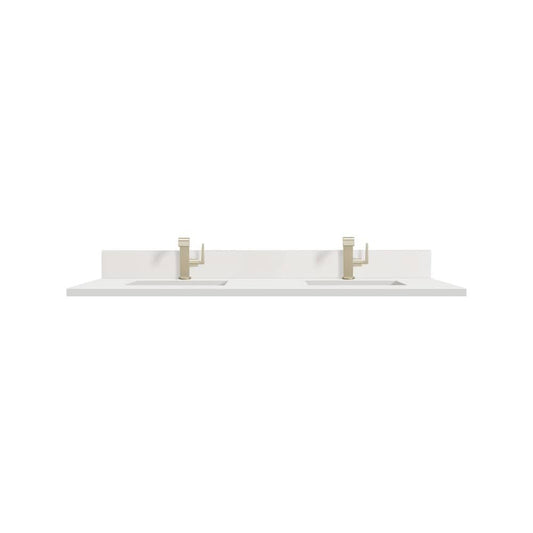 James Martin - 60" Double Top, Single-Hole, 3 CM White Zeus Silestone w/ Backsplash & Sink - 051-S60D-BS-WZ view 1