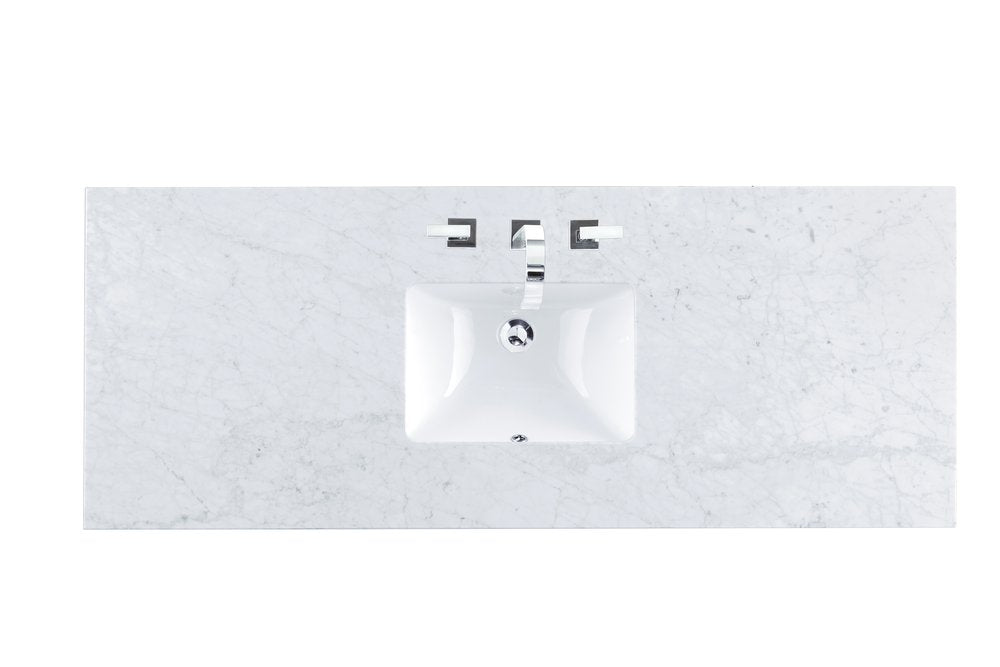 James Martin - 60" Single 3 CM Top, Carrara White Marble w/ Sink - 090-S60S-CAR-SNK view 1