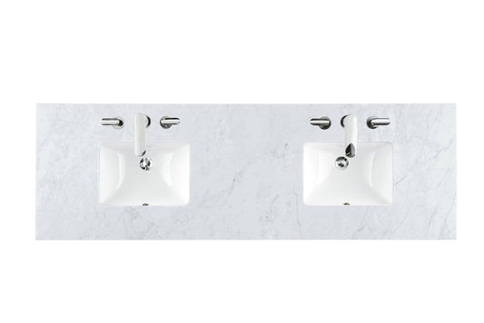 James Martin - 72" Double 3 CM Top, Carrara White Marble w/ Sink - 090-S72-CAR-SNK view 1