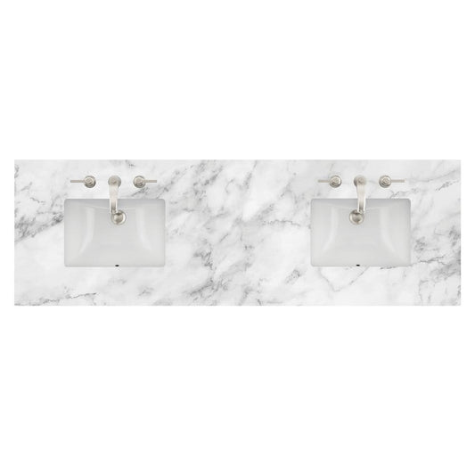 James Martin - 72" Double 3 CM Top, Carrara White w/ Sink - 040-S72-CAR-SNK view 1