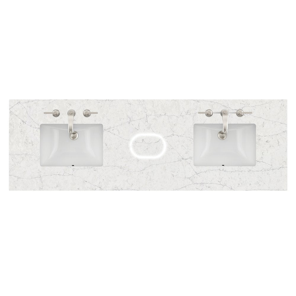James Martin - 72" Double Top, 3 CM Eternal Jasmine Pearl Silestone w/ Sink & FreePower Wireless Charger (040) - 040-S72-FP-EJP-SNK view 1