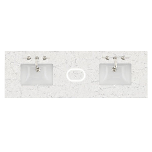 James Martin - 72" Double Top, 3 CM Eternal Jasmine Pearl Silestone w/ Sink & FreePower Wireless Charger (040) - 040-S72-FP-EJP-SNK view 1