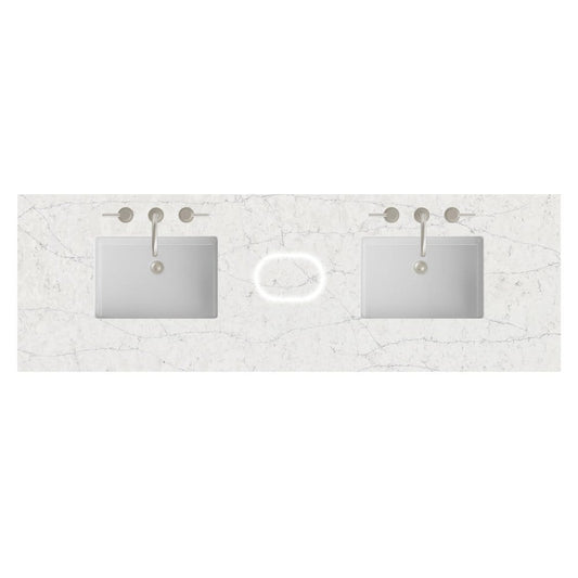 James Martin - 72" Double Top, 3 CM Eternal Jasmine Pearl Silestone w/ Sink & FreePower Wireless Charger - 050-S72-FP-EJP-SNK view 1
