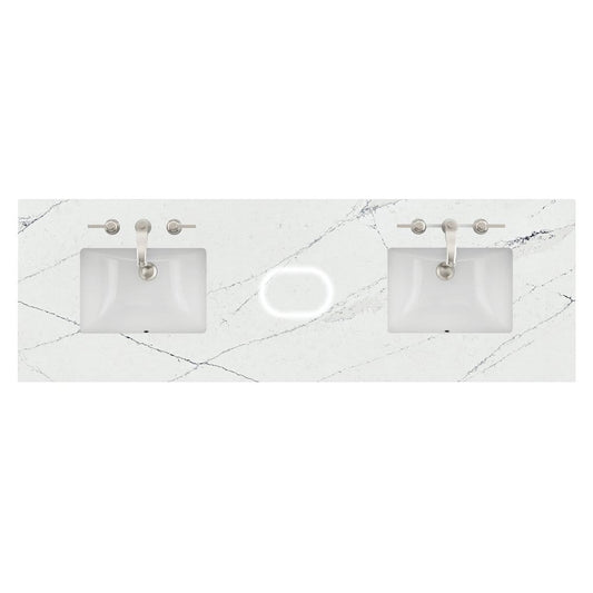 James Martin - 72" Double Top, 3 CM Ethereal Noctis Silestone w/ Sink & FreePower Wireless Charger (040) - 040-S72-FP-ENC-SNK view 1