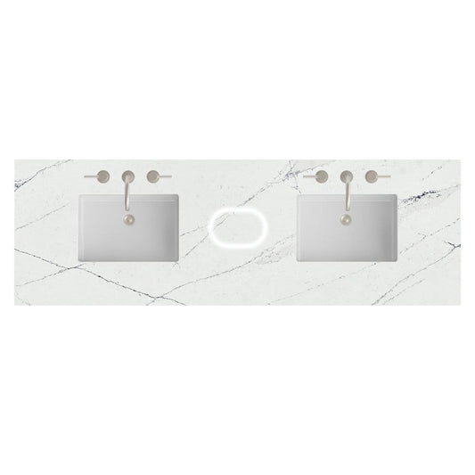 James Martin - 72" Double Top, 3 CM Ethereal Noctis Silestone w/ Sink & FreePower Wireless Charger - 050-S72-FP-ENC-SNK view 1