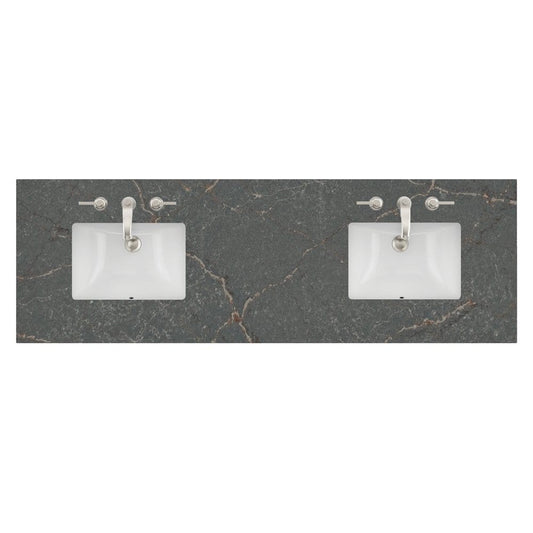 James Martin - 72" Double Top, 3 CM Parisien Bleu Quartz w/ Sink - 040-S72-PBL-SNK view 1