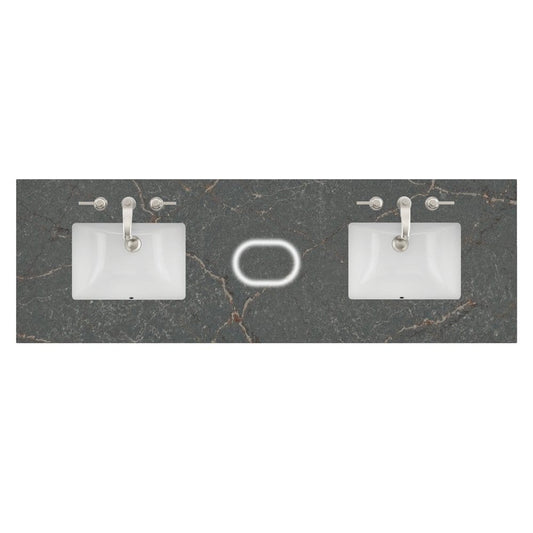 James Martin - 72" Double Top, 3 CM Parisien Bleu Silestone w/ Sink & FreePower Wireless Charger (040) - 040-S72-FP-PBL-SNK view 1