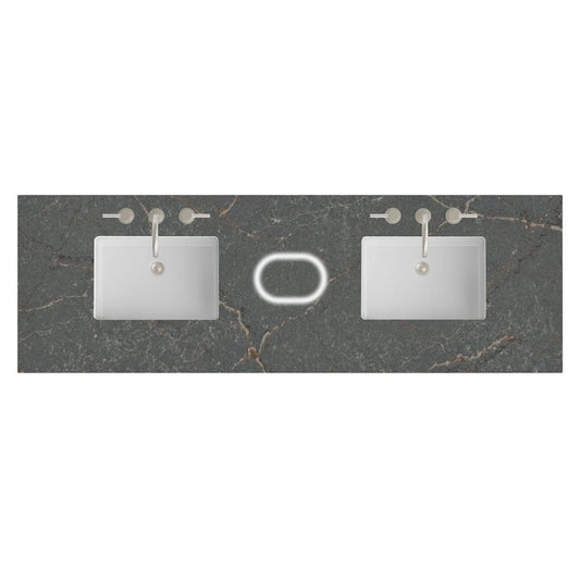 James Martin - 72" Double Top, 3 CM Parisien Bleu Silestone w/ Sink & FreePower Wireless Charger - 050-S72-FP-PBL-SNK view 1