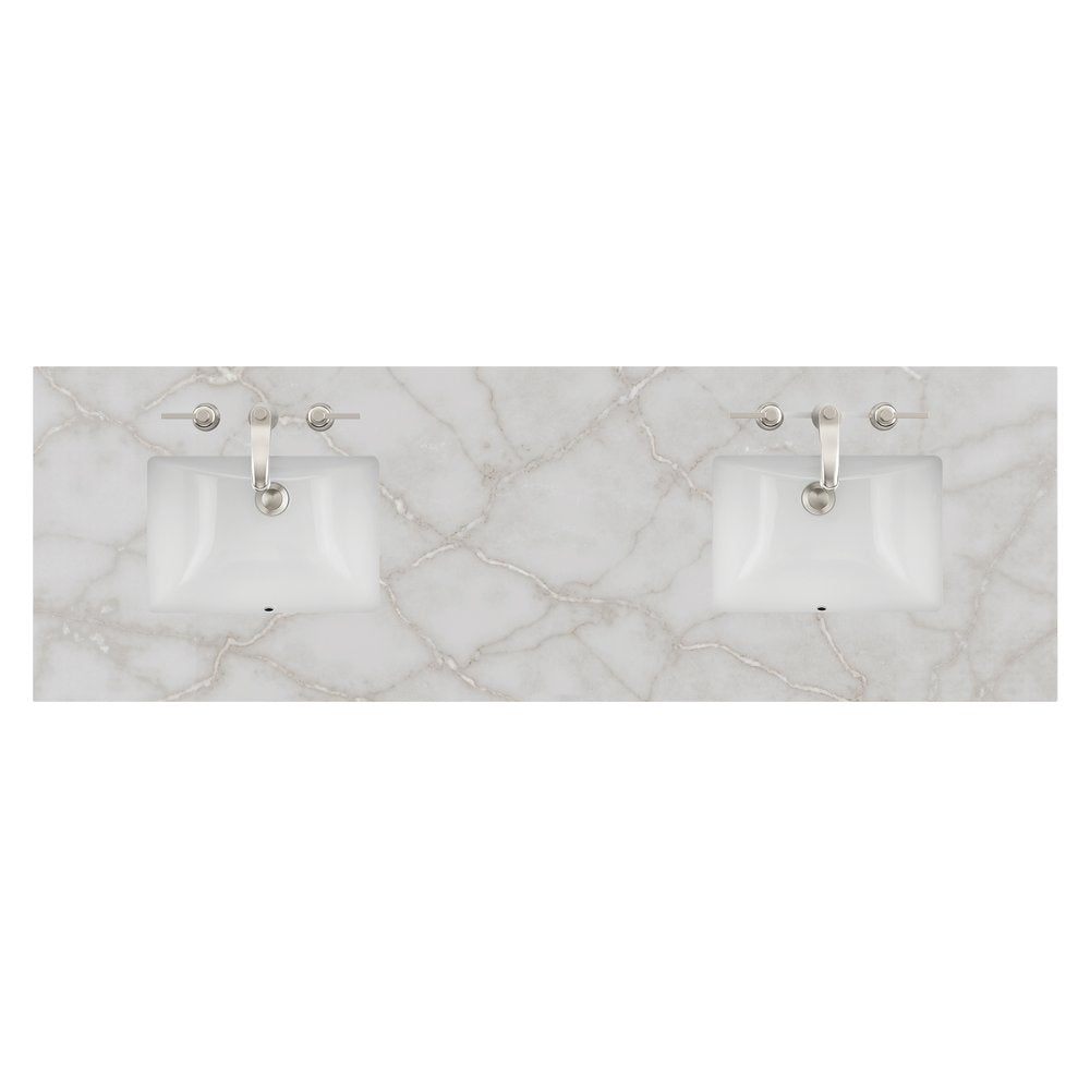 James Martin - 72" Double Top, 3 CM Victorian Silver Quartz w/ Sink - 040-S72-VSL-SNK view 1