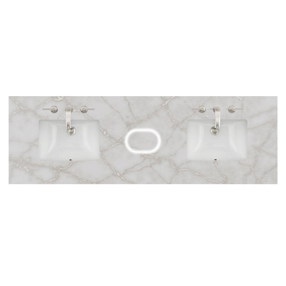 James Martin - 72" Double Top, 3 CM Victorian Silver Silestone w/ Sink & FreePower Wireless Charger (040) - 040-S72-FP-VSL-SNK view 1