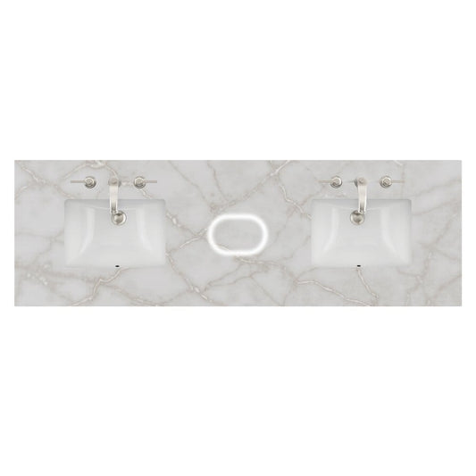 James Martin - 72" Double Top, 3 CM Victorian Silver Silestone w/ Sink & FreePower Wireless Charger (040) - 040-S72-FP-VSL-SNK view 1