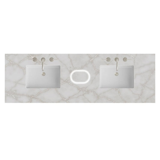 James Martin - 72" Double Top, 3 CM Victorian Silver Silestone w/ Sink & FreePower Wireless Charger - 050-S72-FP-VSL-SNK view 1