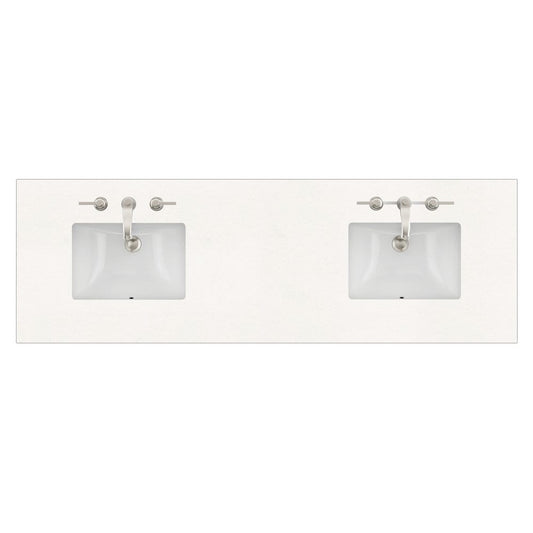 James Martin - 72" Double Top, 3 CM White Zeus Quartz w/ Sink - 040-S72-WZ-SNK view 1