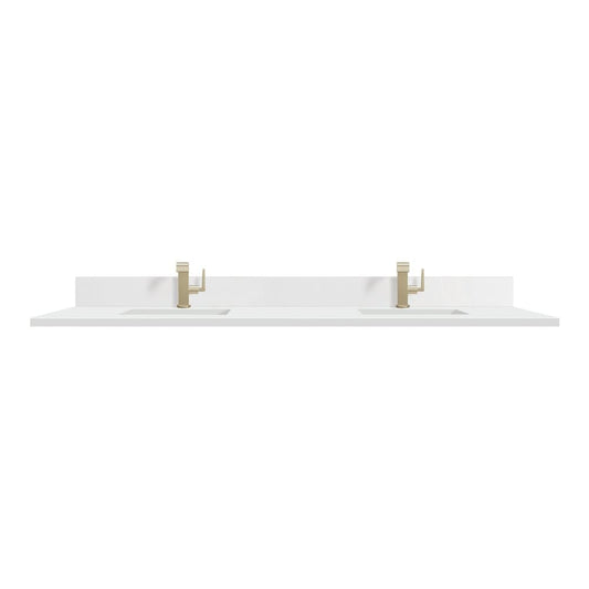 James Martin - 72" Double Top, Single-Hole, 3 CM White Zeus Silestone w/ Backsplash & Sink - 051-S72-BS-WZ view 1