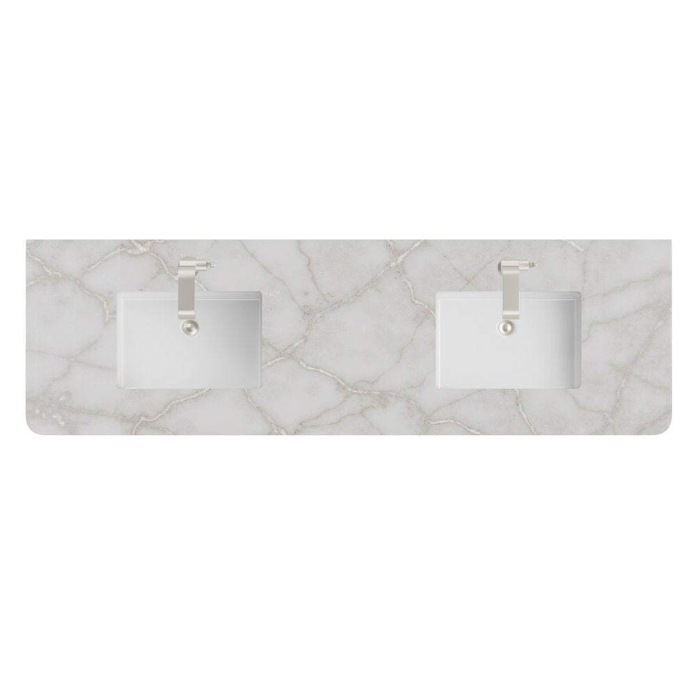James Martin - 72" Single Radius Cut Top, 3 CM Victorian Silver Silestone w/ Sink - 060-S72RC-VSL-SNK view 1